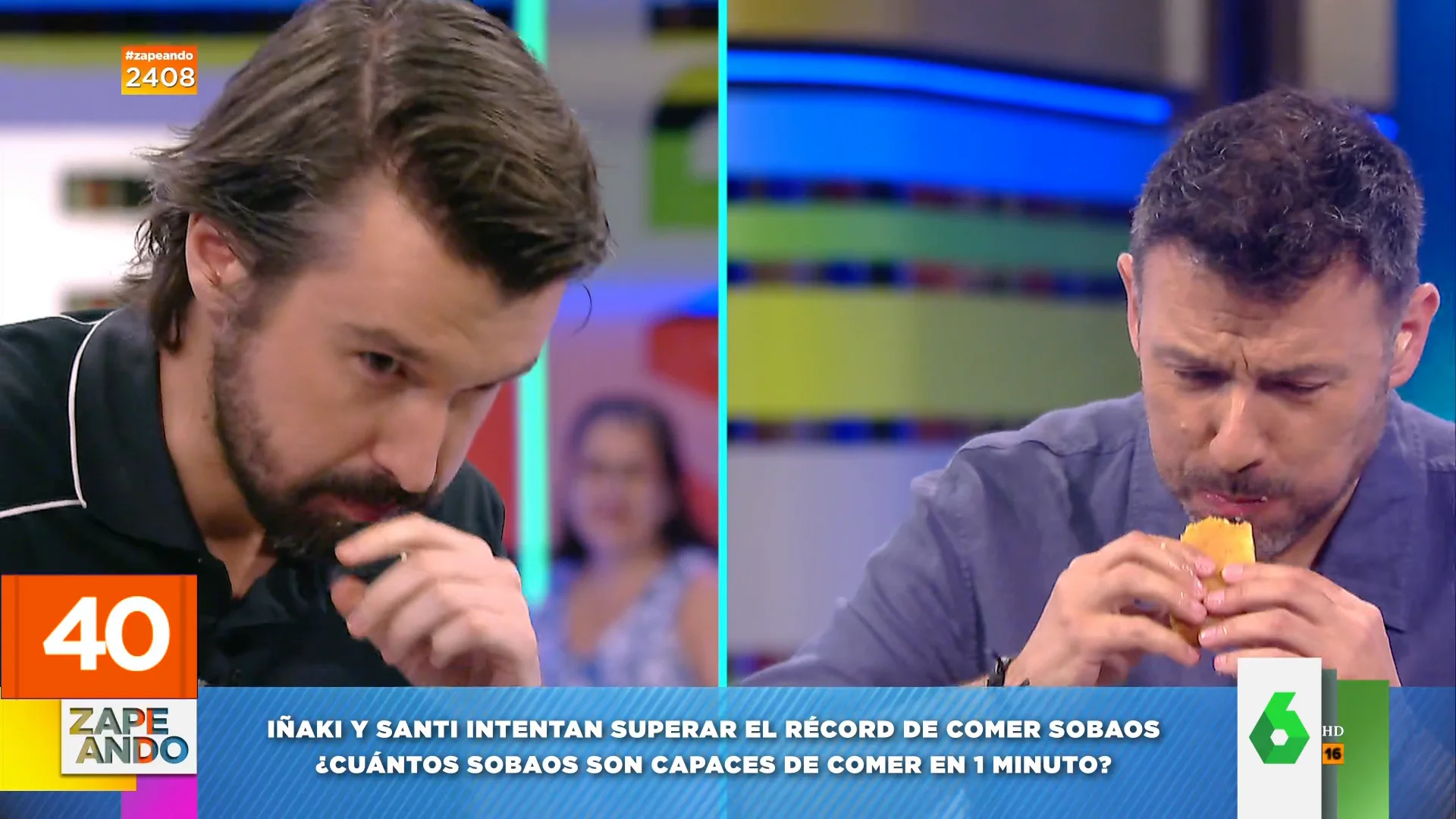 Santi Alverú o Iñaki Urrutia: ¿qué zapeador es capaz de comer más sobaos mojados en 60 segundos? 