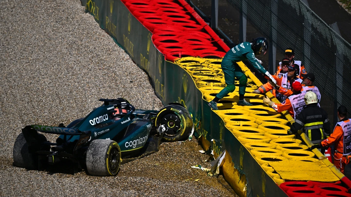 Lance Stroll, tras su accidente en Bélgica Lance Stroll, tras su accidente en Bélgica