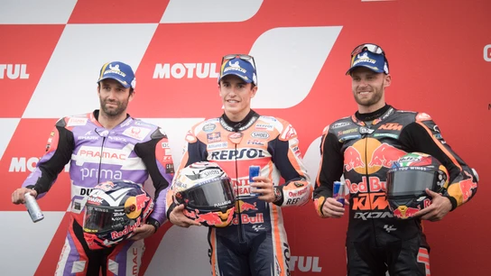 Johann Zarco, Marc Márquez y Brad Binder Johann Zarco, Marc Márquez y Brad Binder