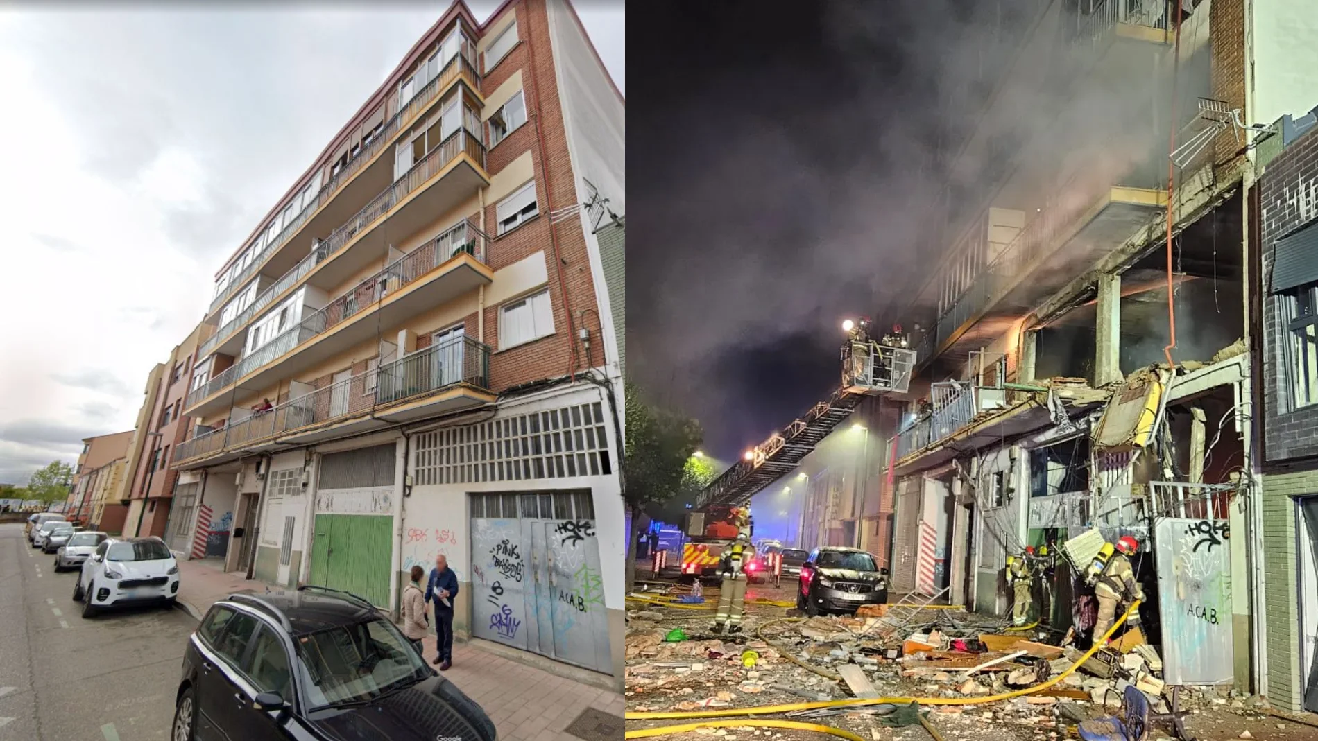 Comparativa de las imágenes de cómo ha quedado el edificio de Valladolid