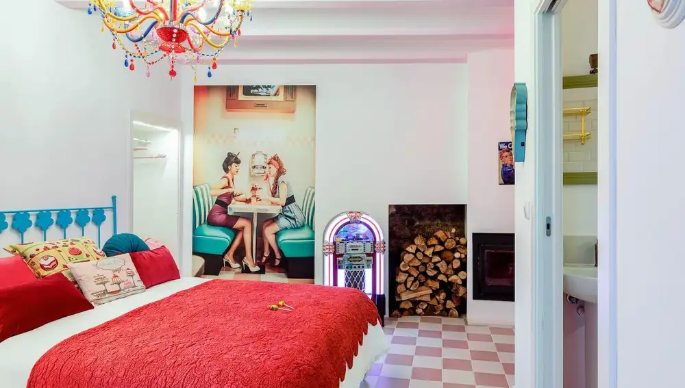 Dormitorio en la Casa de Barbie, en Corcubión.