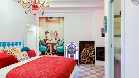 Dormitorio en la Casa de Barbie, en Corcubión. Dormitorio en la Casa de Barbie, en Corcubión.