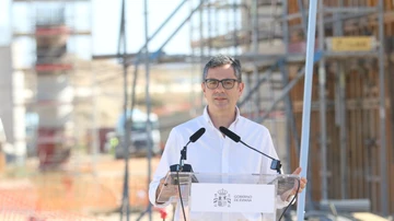 El ministro de la Presidencia en funciones, Félix Bolaños, en una visita a las obras de la línea de alta velocidad Murcia-Almería.