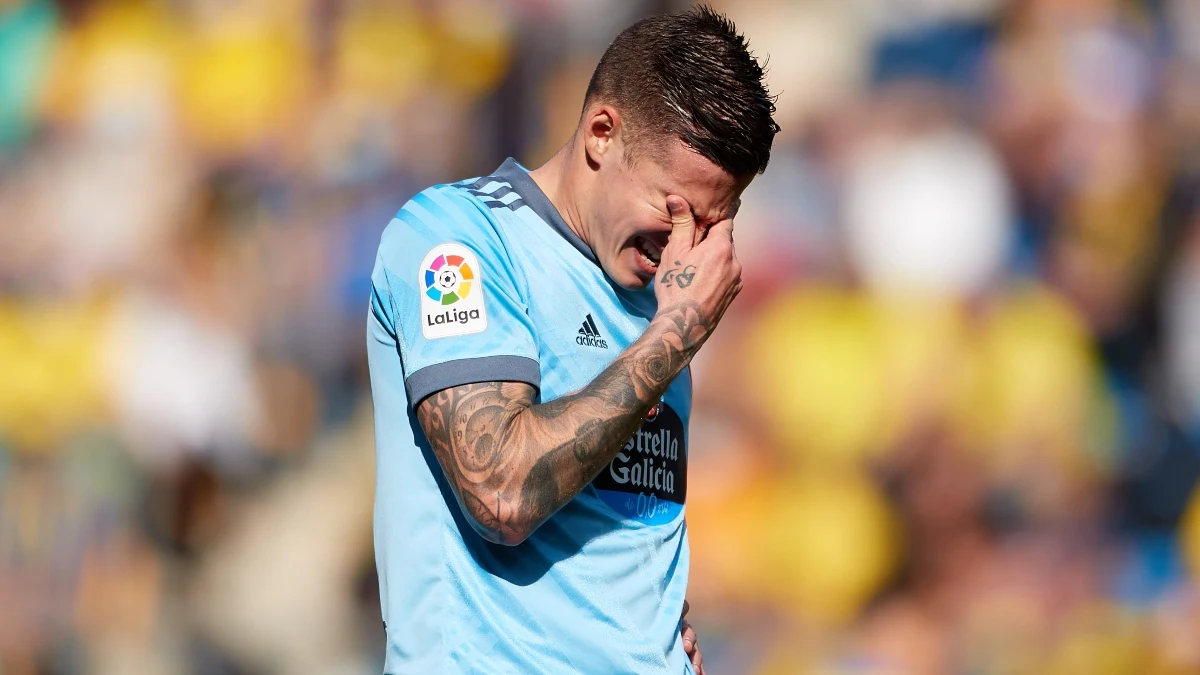 Santi Mina, en un partido con el Celta