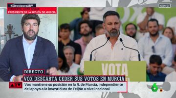 López Miras insta a Vox a llegar a un acuerdo en Murcia: "No entiendo por qué quieren bloquear"