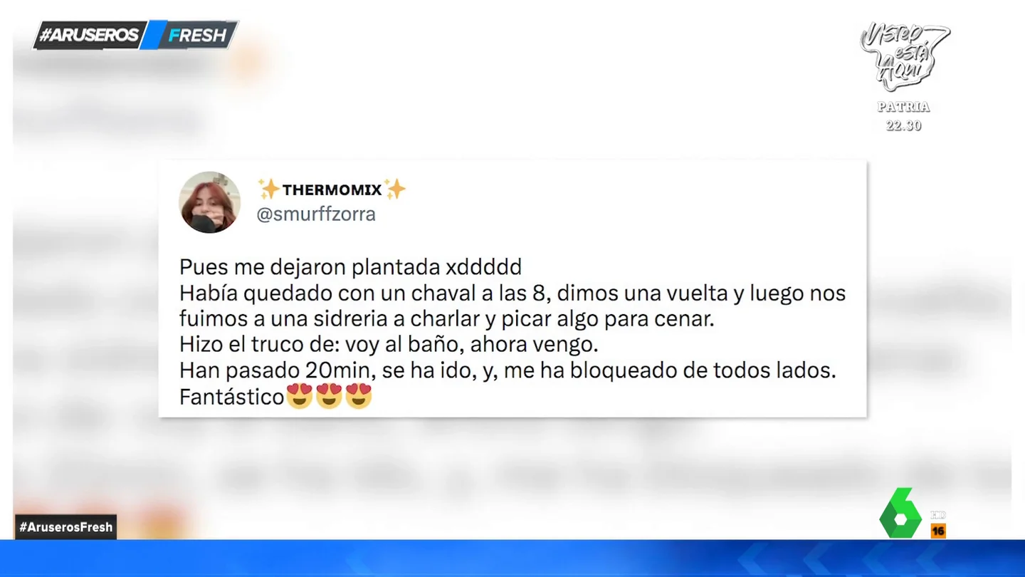 Una chica cuenta en Twitter cómo su cita la ha dejado plantada con el truco de 'ir al servicio': "Se ha ido y me ha bloqueado" Una chica cuenta en Twitter cómo su cita la ha dejado plantada con el truco de 'ir al servicio': "Se ha ido y me ha bloqueado"