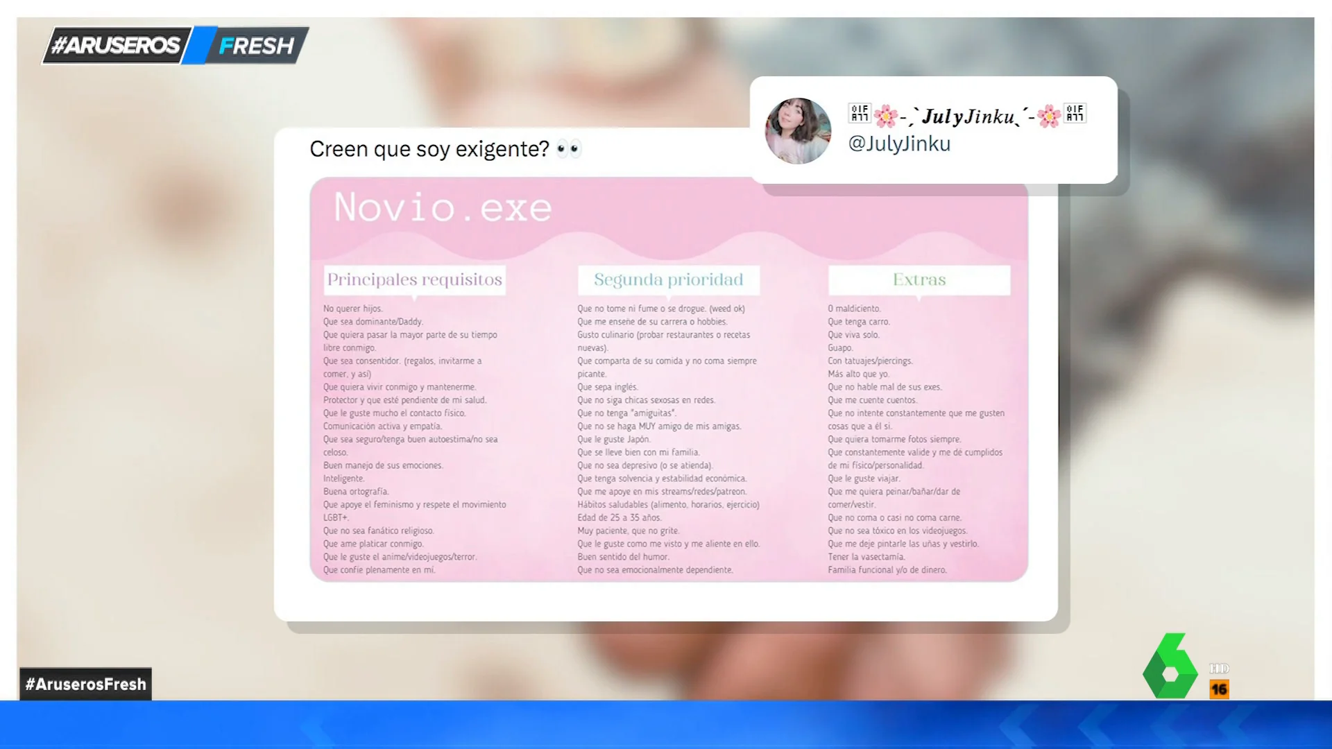 Los 56 requisitos de un novio perfecto, según una usuaria de Twitter: "Que tenga la vasectomía"