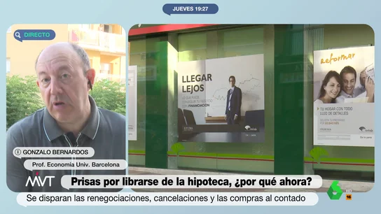 Bernardos, ante las cancelaciones de hipotecas: "Aún hay posibilidades de tener tipos de interés relativamente bajos" Bernardos, ante las cancelaciones de hipotecas: "Aún hay posibilidades de tener tipos de interés relativamente bajos"