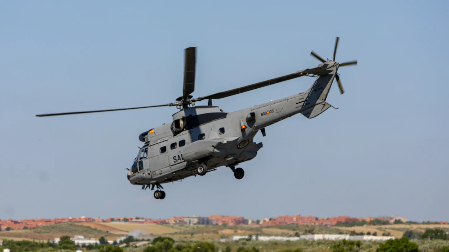 Imagen de archivo de un helicóptero medicalizado HD21 del ALA-48 del Ejército del Aire Imagen de archivo de un helicóptero medicalizado HD21 del ALA-48 del Ejército del Aire
