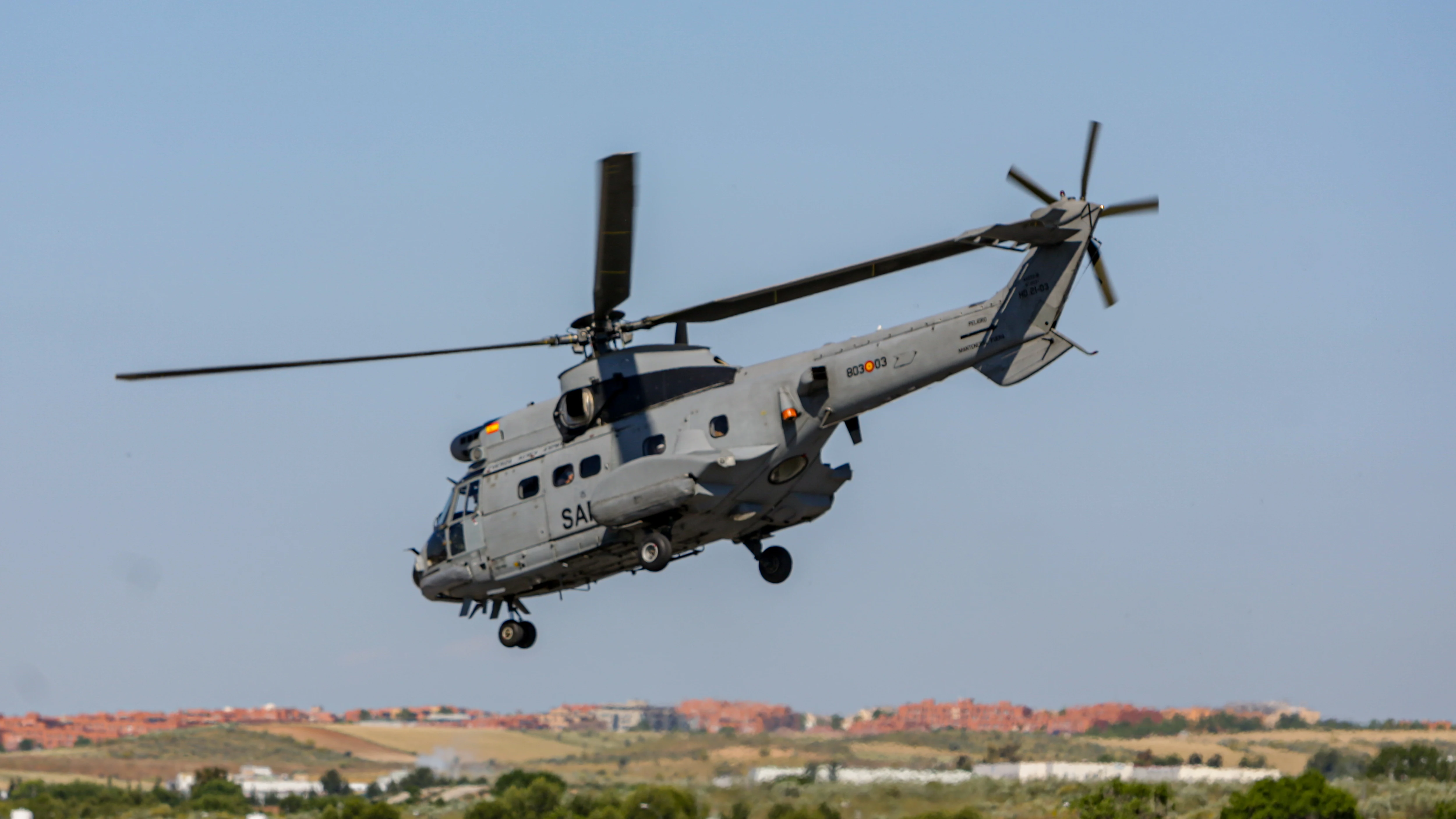 Imagen de archivo de un helicóptero medicalizado HD21 del ALA-48 del Ejército del Aire