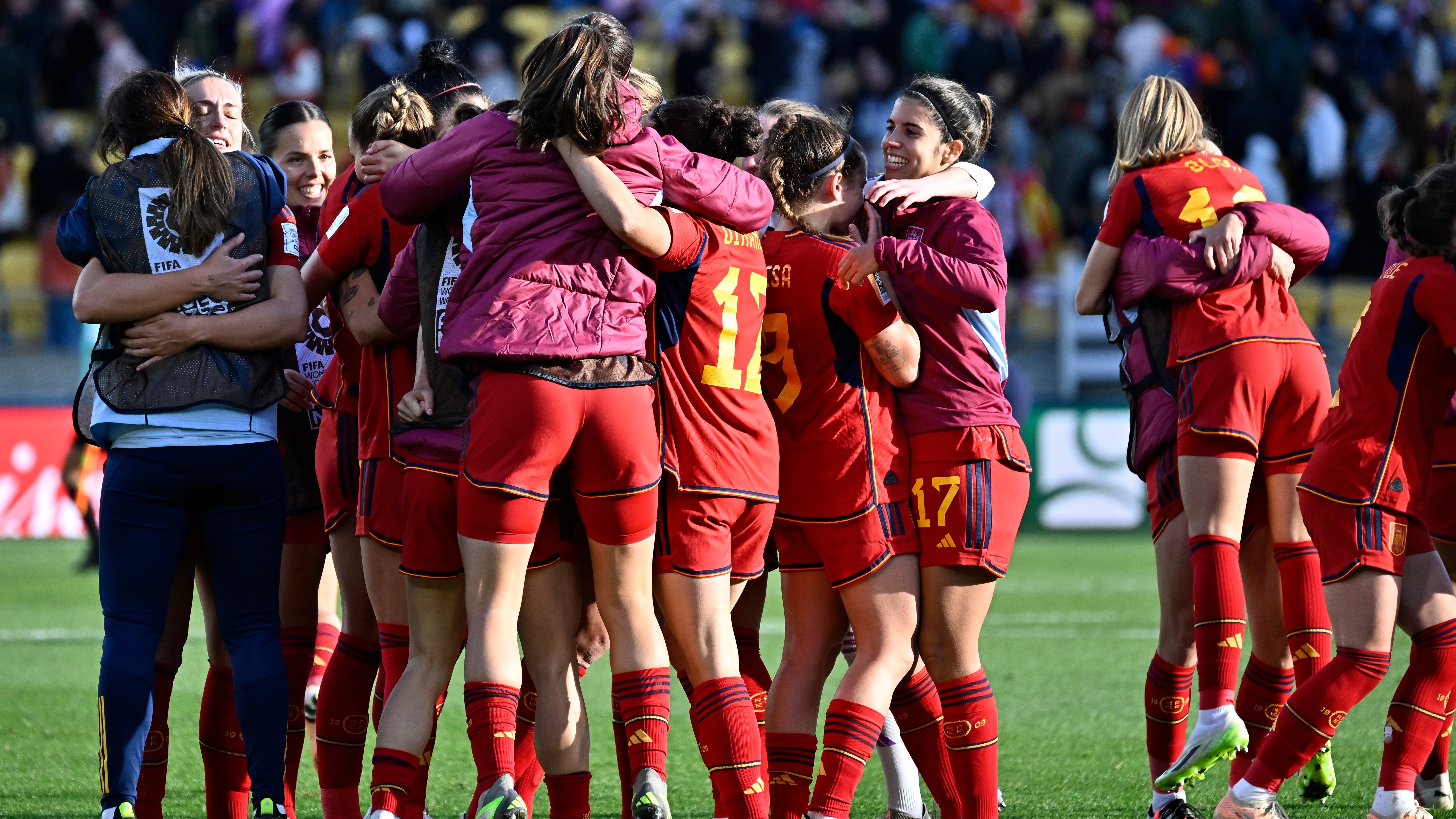 España celebra su triunfo sobre Holanda durante el partido de cuartos de final de la Copa Mundial Femenina de la FIFA 2023 entre España y Holanda.