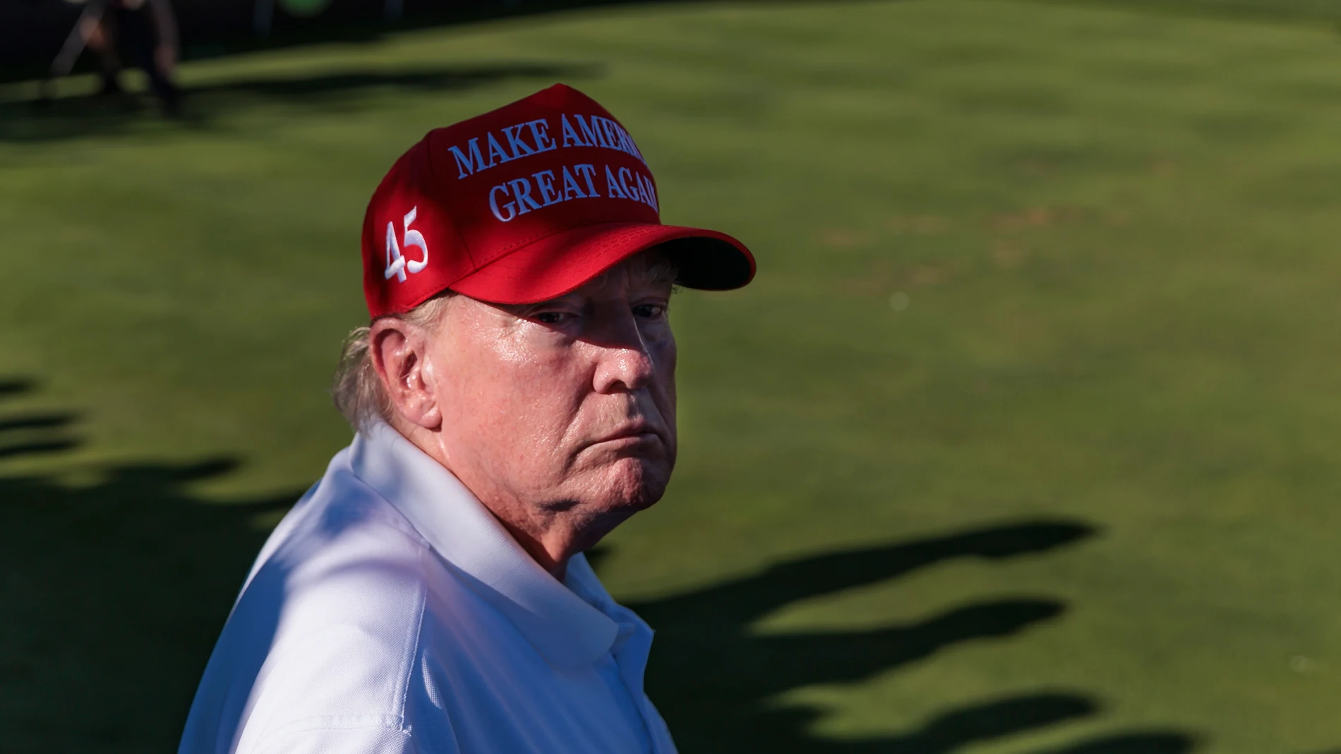 El expresidente Donald Trump en el torneo de golf en Nueva Jersey.