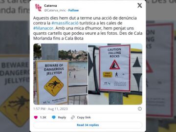 Las playas de Mallorca se llenan de 'carteles falsos' para engañar a los turistas y evitar la masificación