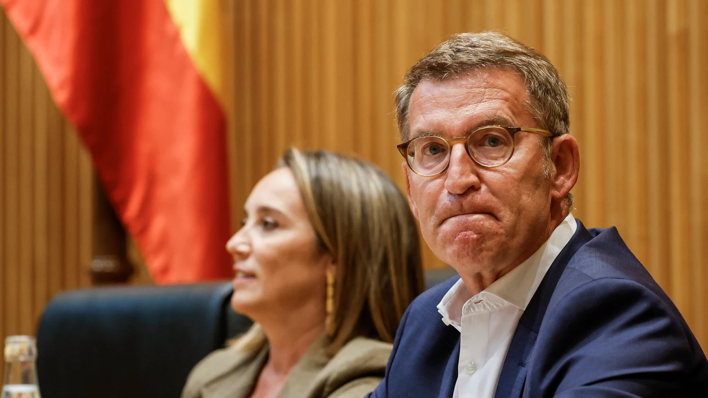 Alberto Núñez Feijóo, líder del PP, junto a Cuca Gamarra en el Congreso Alberto Núñez Feijóo, líder del PP, junto a Cuca Gamarra en el Congreso
