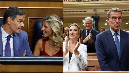 Pedro Sánchez, Yolanda Díaz, Cuca Gamarra y Alberto Núñez Feijóo, en el Congreso Pedro Sánchez, Yolanda Díaz, Cuca Gamarra y Alberto Núñez Feijóo, en el Congreso