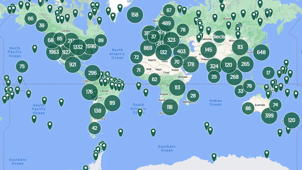 Mapa con los lugares más raros del mundo Mapa con los lugares más raros del mundo