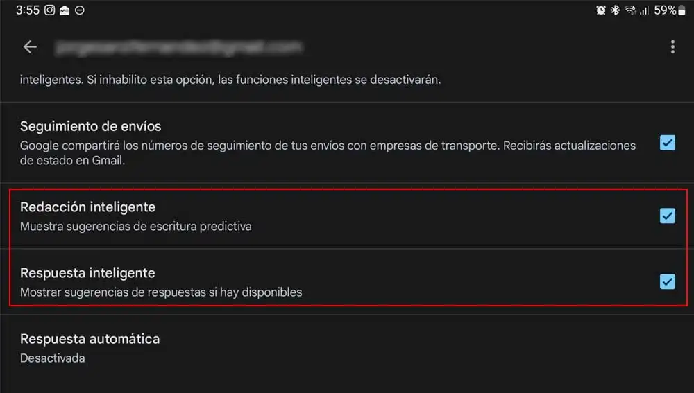 Activando la redacción inteligente Activando la redacción inteligente