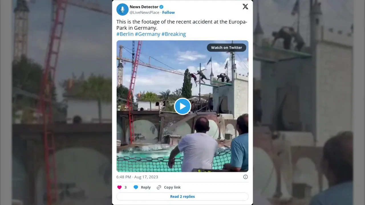 Colapsa una atracción del parque temático más grande de Alemania durante un espectáculo Colapsa una atracción del parque temático más grande de Alemania durante un espectáculo