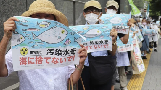 Comienza el vertido de agua tratada de la central de Fukushima mientras siguen las protestas Comienza el vertido de agua tratada de la central de Fukushima mientras siguen las protestas