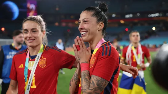 Jenni Hermoso durante la celebración del Mundial de fútbol femenino Jenni Hermoso durante la celebración del Mundial de fútbol femenino