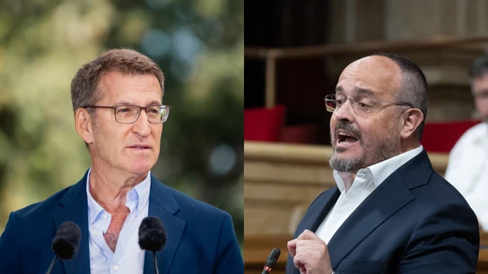 El líder nacional del PP, Alberto Núñez Feijóo, y el presidente del PP catalán, Alejandro Fernández El líder nacional del PP, Alberto Núñez Feijóo, y el presidente del PP catalán, Alejandro Fernández