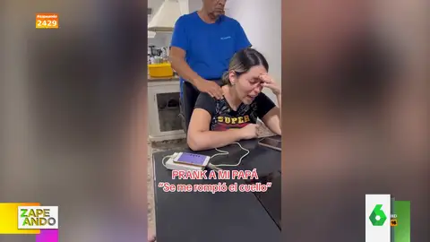 La broma viral de una chica a su padre mientras recibe un masaje en el cuello
