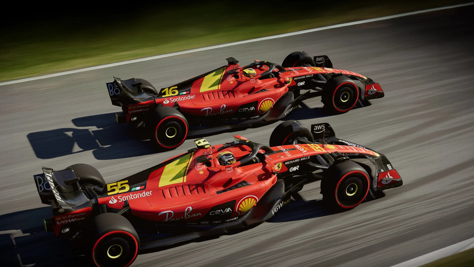 Los Ferrari de Charles Leclerc y Carlos Sainz