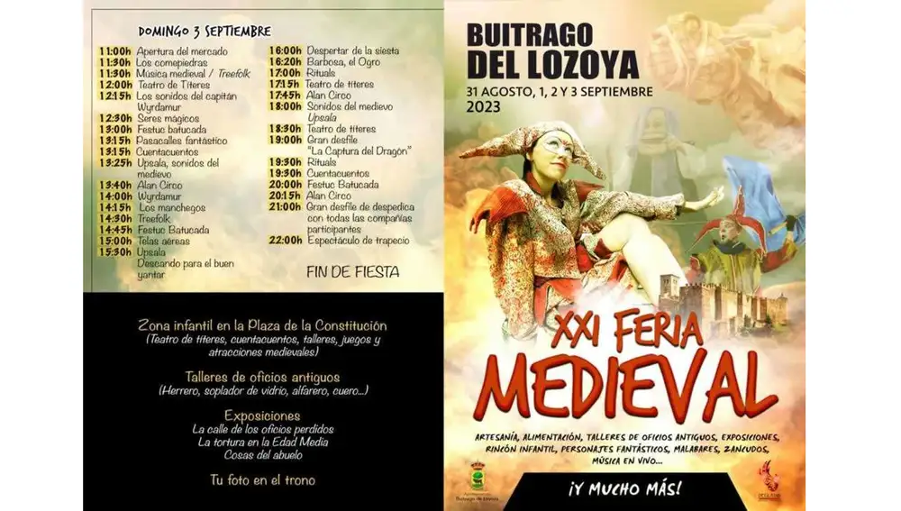 Programa completo de la Feria Medieval de Buitrago de Lozoya 2023 