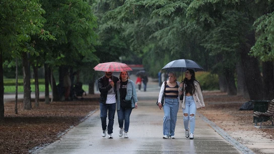 Varias personas pasean por el parque de El Retiro. Varias personas pasean por el parque de El Retiro.
