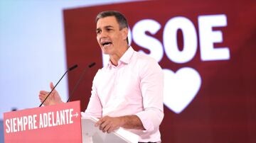El presidente del Gobierno de España y secretario general del PSOE, Pedro Sánchez, durante un acto público de partido.