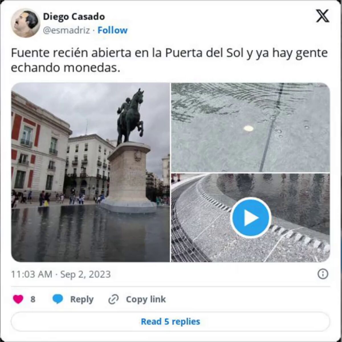 Así es la nueva fuente de la Puerta del Sol de Madrid (y la gente