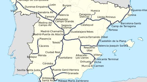 Mapa AVE. España.