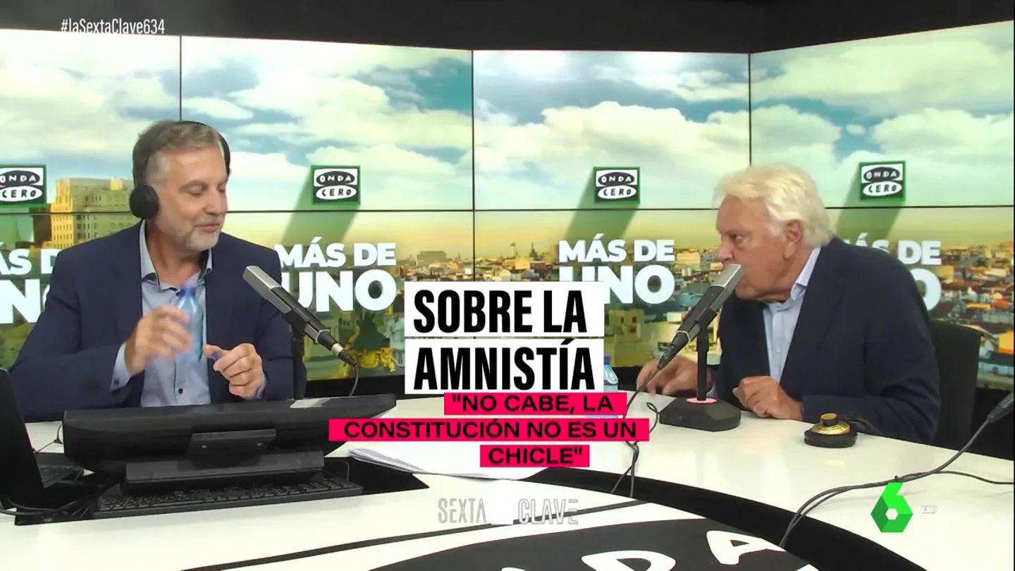 Felipe González advierte a Sánchez: "en el marco de la constitución no cabe ni la amnistía ni la autodeterminación" Felipe González advierte a Sánchez: "en el marco de la constitución no cabe ni la amnistía ni la autodeterminación"