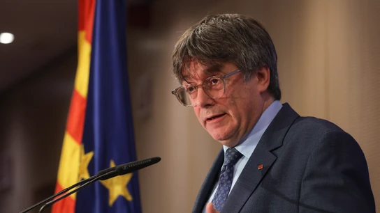 Carles Puigdemont, durante una comparecencia Carles Puigdemont, durante una comparecencia
