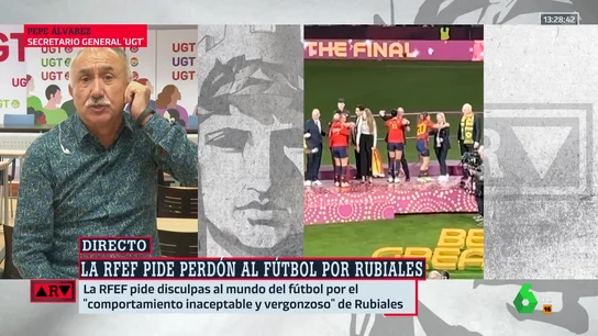 Pepe Álvarez (UGT), sobre Rubiales: "Parece imposible haber tenido a un energúmeno como este en la RFEF" Pepe Álvarez (UGT), sobre Rubiales: "Parece imposible haber tenido a un energúmeno como este en la RFEF"