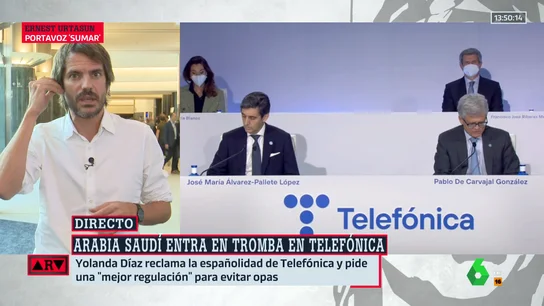 Urtasun, sobre la entrada de STC en Telefónica: "Si dependiese de Sumar, limitaríamos la entrada al 5%" Urtasun, sobre la entrada de STC en Telefónica: "Si dependiese de Sumar, limitaríamos la entrada al 5%"