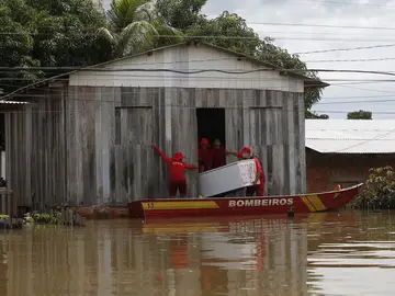 Imagen de archivo de inundaciones por temporal en Brasil