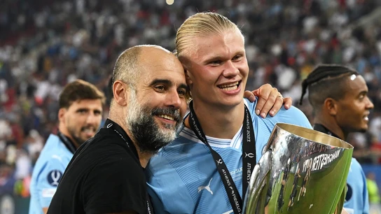 Erling Haland, con Pep Guardiola Erling Haland, con Pep Guardiola