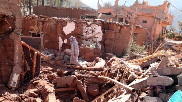 Edificios convertido en escombros en Marruecos