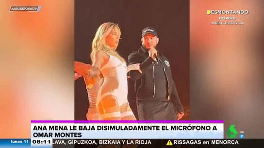 El gesto viral de Ana Mena con Omar Montes en pleno concierto: así le baja el micrófono para que no cante El gesto viral de Ana Mena con Omar Montes en pleno concierto: así le baja el micrófono para que no cante