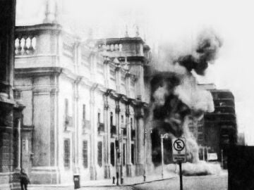 Bombardeo al Palacio de La Moneda en Santiago., en 1973