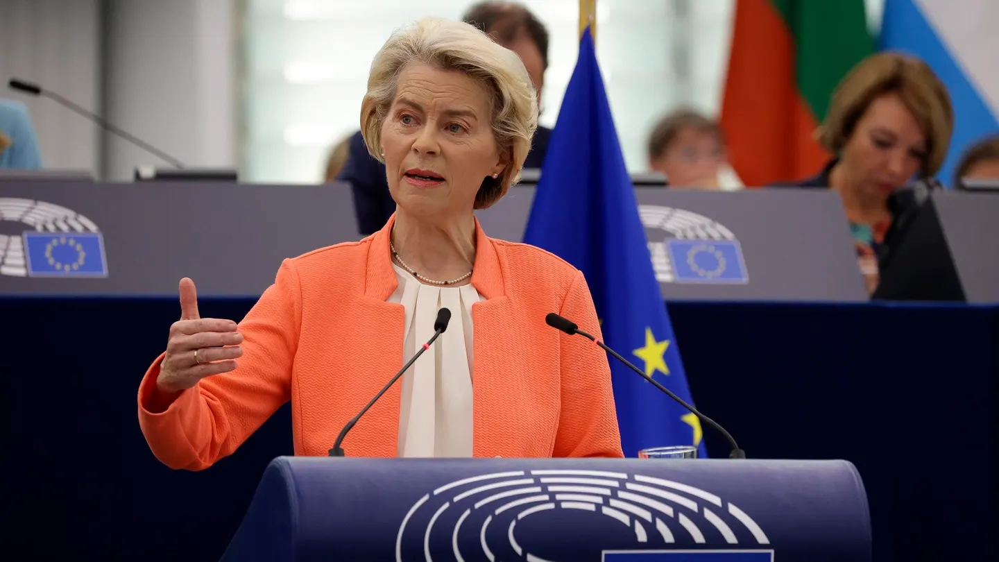 Ursula von der Leyen, durante el debate sobre el estado de Unión 2023 Ursula von der Leyen, durante el debate sobre el estado de Unión 2023