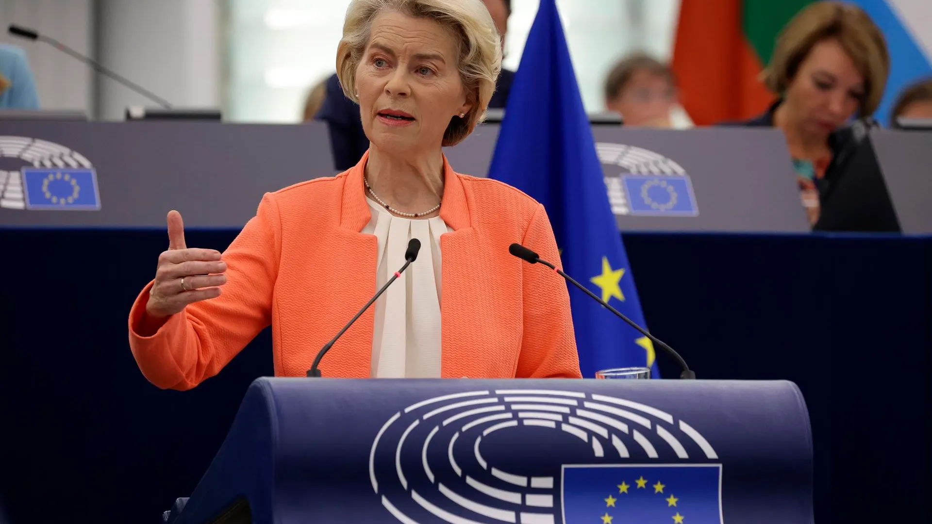 Ursula von der Leyen, durante el debate sobre el estado de Unión 2023