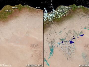 Floods in Libya leave desert lakes visible from space