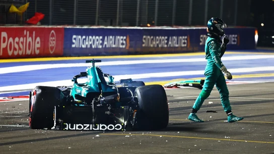 Lance Stroll tras su accidente Lance Stroll tras su accidente