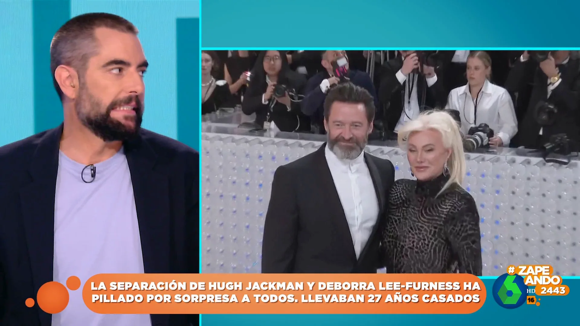 La reacción de Dani Mateo ante la separación de Hugh Jackman: "Es una señal de que se acaba el mundo"