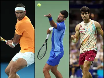 Rafa Nadal, Novak Djokovic y Carlos Alcaraz