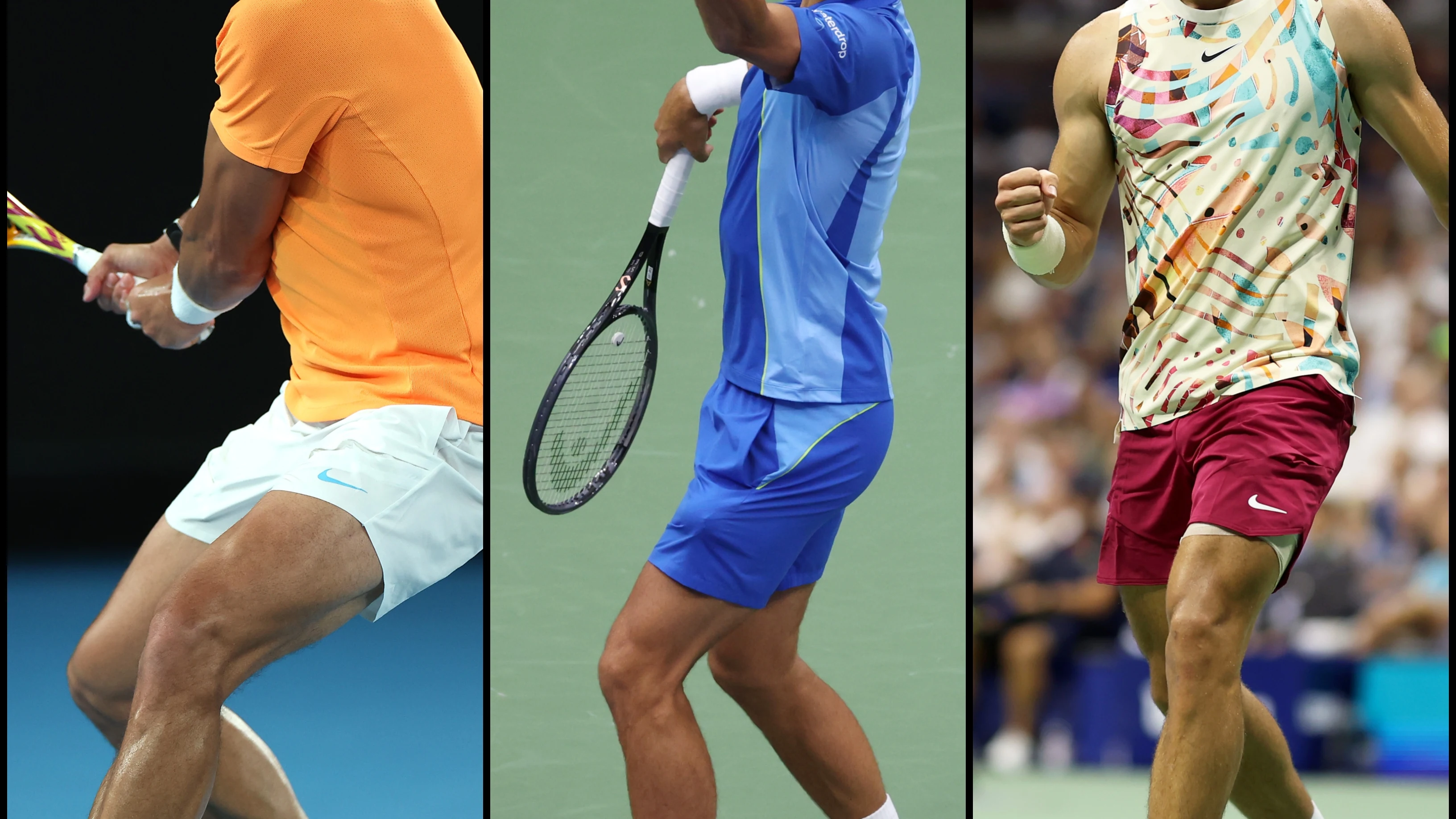 Rafa Nadal, Novak Djokovic y Carlos Alcaraz