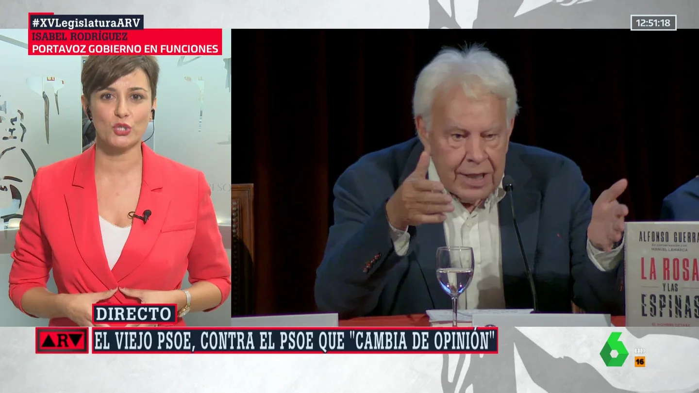 Isabel Rodríguez, tajante ante el 'dardo' de Alfonso Guerra a Yolanda Díaz: "Esos comentarios machistas en esta España ya no caben" Isabel Rodríguez, tajante ante el 'dardo' de Alfonso Guerra a Yolanda Díaz: "Esos comentarios machistas en esta España ya no caben"