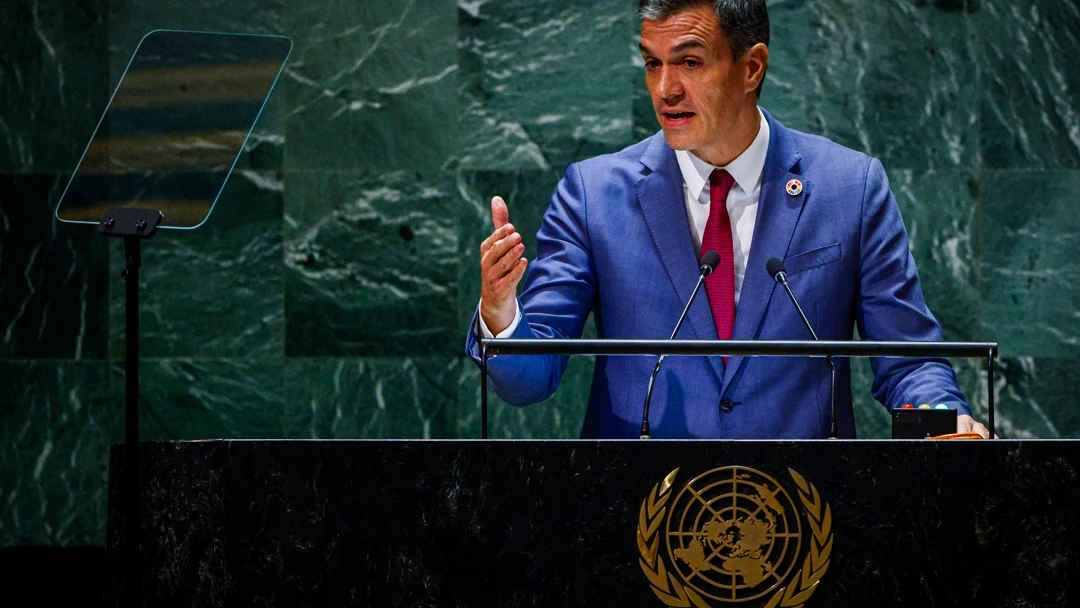 El presidente del Gobierno, Pedro Sánchez, durante su discurso ante la ONU